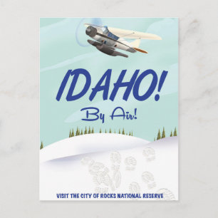 Carte Postale Idaho ! Affiche de voyage vintage dessin animé