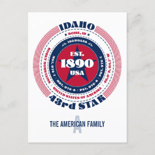 Carte Postale Idaho, Boise, ID, Patriotique, Monogramme