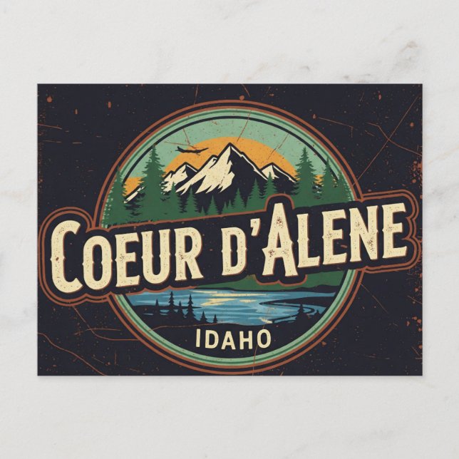 Carte Postale Idaho Coeur d'Alene Grunge en détresse (Devant)