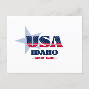 Carte postale Idaho en rouge, blanc et bleu