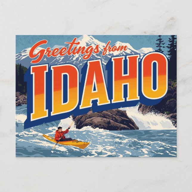 Carte Postale Idaho Kayak Eaux Vives (Devant)