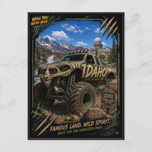 Carte Postale Idaho Monster Truck Art Tout-Terrain