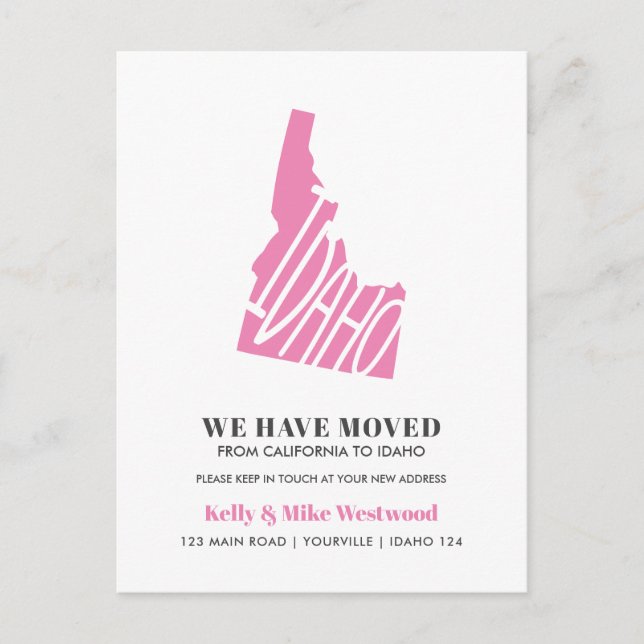 Carte Postale IDAHO Nous avons déménagé Nouvelle adresse Nouveau (Devant)