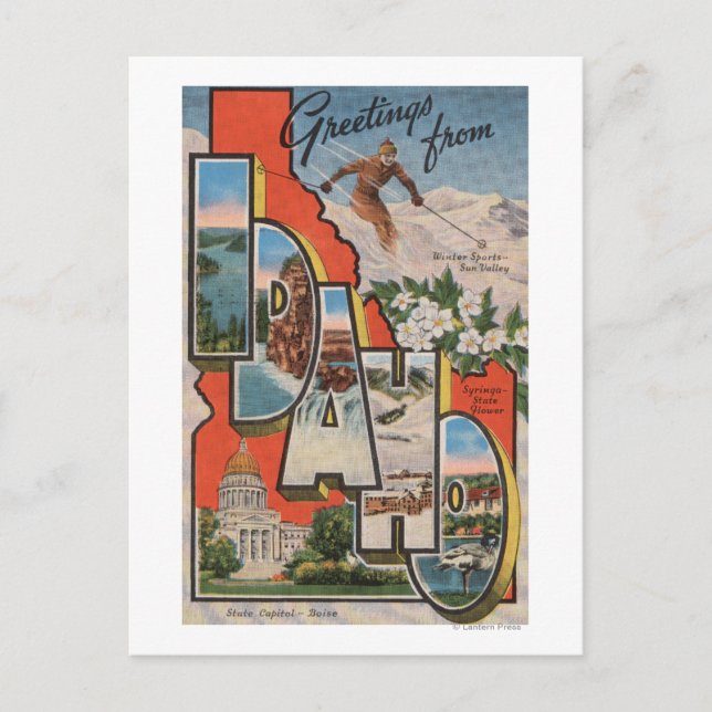 Carte Postale Idaho (Ski)Grandes Scènes De LETTREIdaho (Devant)