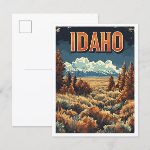 Carte Postale Idaho USA Art Vintage Illustration Voyage