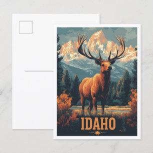 Carte Postale Idaho USA Art Vintage Illustration Voyage