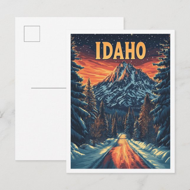Carte Postale Idaho USA Art Vintage Illustration Voyage (Devant / Derrière)