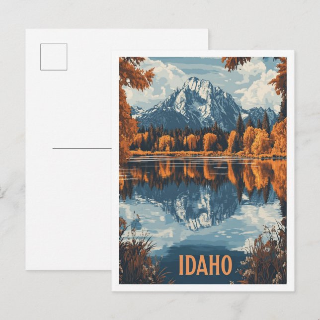 Carte Postale Idaho USA Illustration Vintage Voyage (Devant / Derrière)