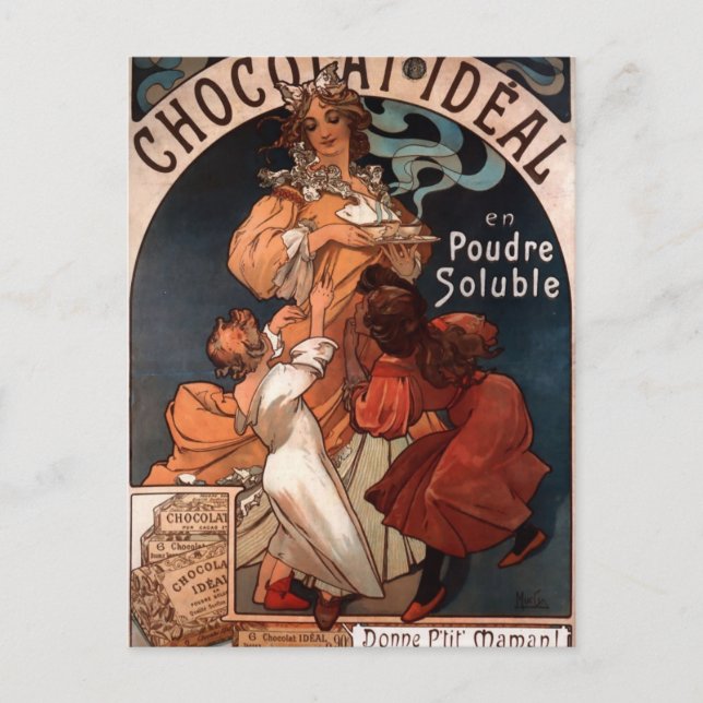 Carte Postale Idéal au chocolat par Alphonse Mucha (Devant)
