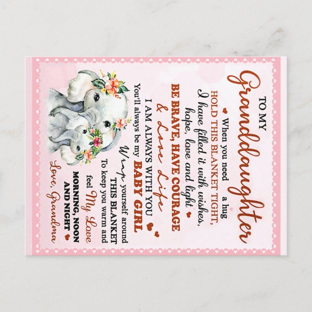 Carte Postale Idée Cadeau Anniversaire Éléphant Pour Ma Petite-F (Devant)