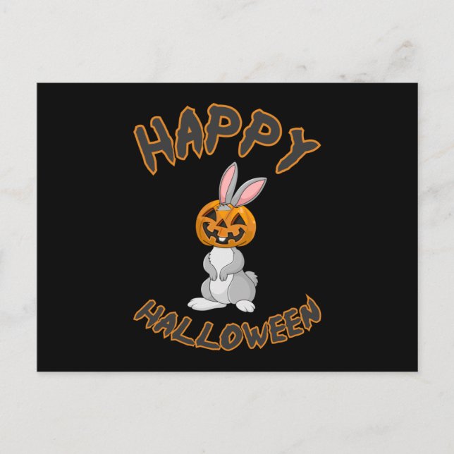 Carte Postale Idée cadeau d'horreur Citrouille lapin Halloween (Devant)