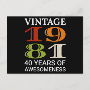 Carte Postale Idée de citation d'anniversaire des 40 ans Vintage