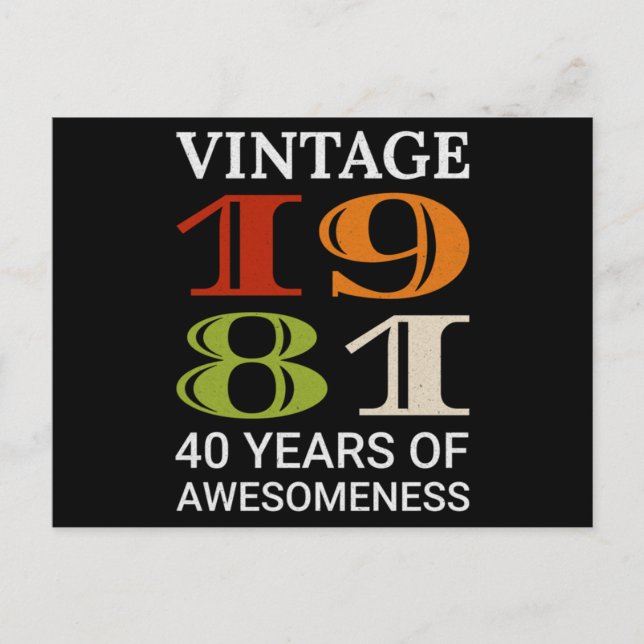 Carte Postale Idée de citation d'anniversaire des 40 ans Vintage (Devant)