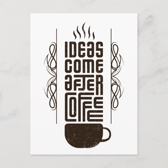 Carte Postale Idées Après Café, Lettres Typographiques Branchées (Devant)