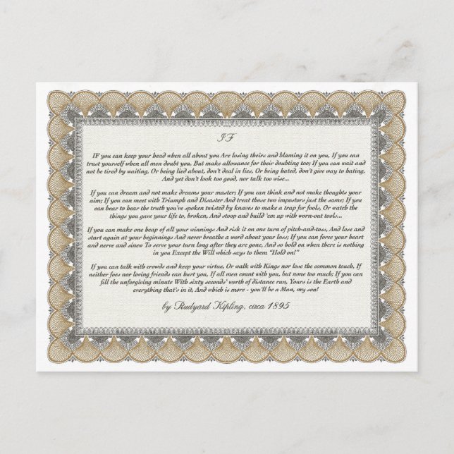 Carte Postale IF = un poème inspirant pour les jeunes hommes (Devant)