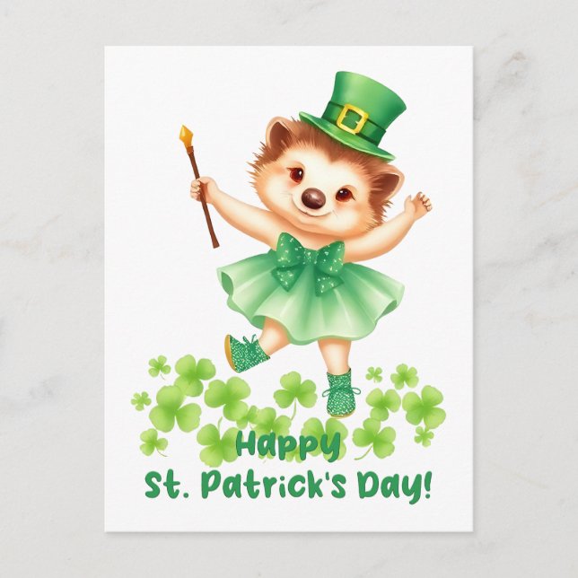 Carte Postale Igel Igelin Gráinneog Happy St. Patrick (Devant)