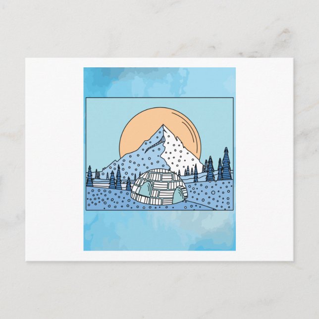 Carte Postale Igloo paysage de neige et de glace (Devant)
