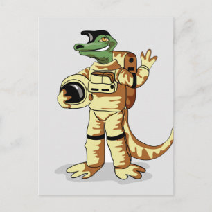 Carte Postale Iguanodon Habillé Dans Un Spacesuit Cosmonaute.