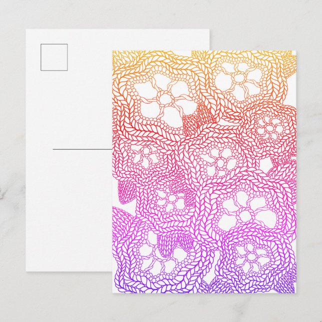 CARTE POSTALE II EN TRICOT FLEURI (Devant / Derrière)