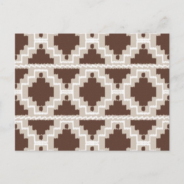 Carte Postale Ikat Aztec Motif - Brown au chocolat et Taupe (Devant)