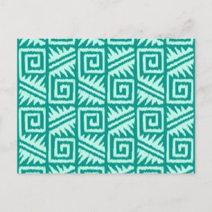 Carte Postale Ikat Aztec Motif - Turquoise et Aqua