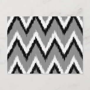 Carte Postale Ikat Chevron Gris / Gris, Noir & Blanc