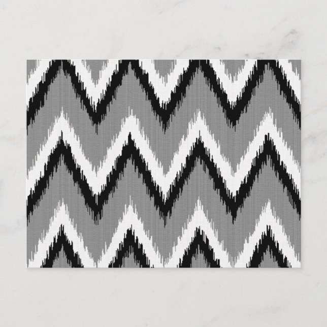 Carte Postale Ikat Chevron Gris / Gris, Noir & Blanc (Devant)