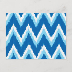 Carte Postale Ikat Chevron Stripes - Cobalt, Sky Blue et White