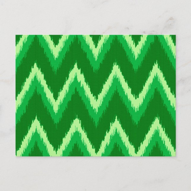 Carte Postale Ikat Chevron Stripes - Pin et Lime Green (Devant)