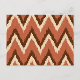 Carte Postale Ikat Chevron Stripes - Rouille, Brown et beige
