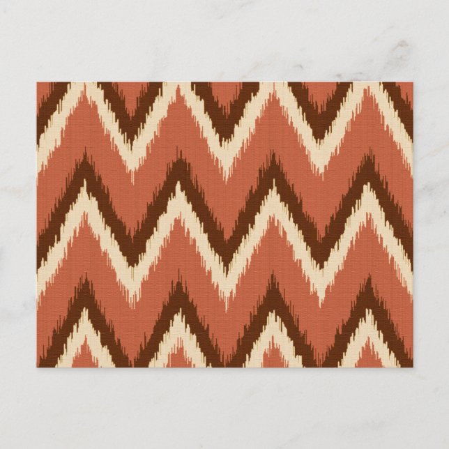 Carte Postale Ikat Chevron Stripes - Rouille, Brown et beige (Devant)