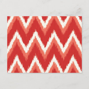 Carte Postale Ikat Chevron Stripes - Rust Orange et Blanc