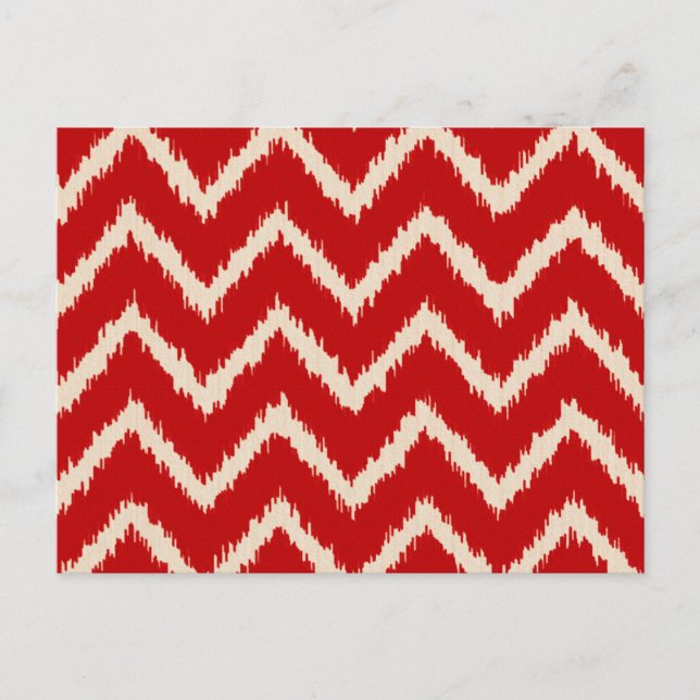 Carte Postale Ikat Chevrons - Chinois rouge et tan (Devant)