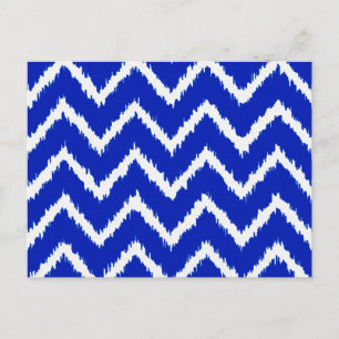 Carte Postale Ikat Chevrons - Cobalt bleu et blanc