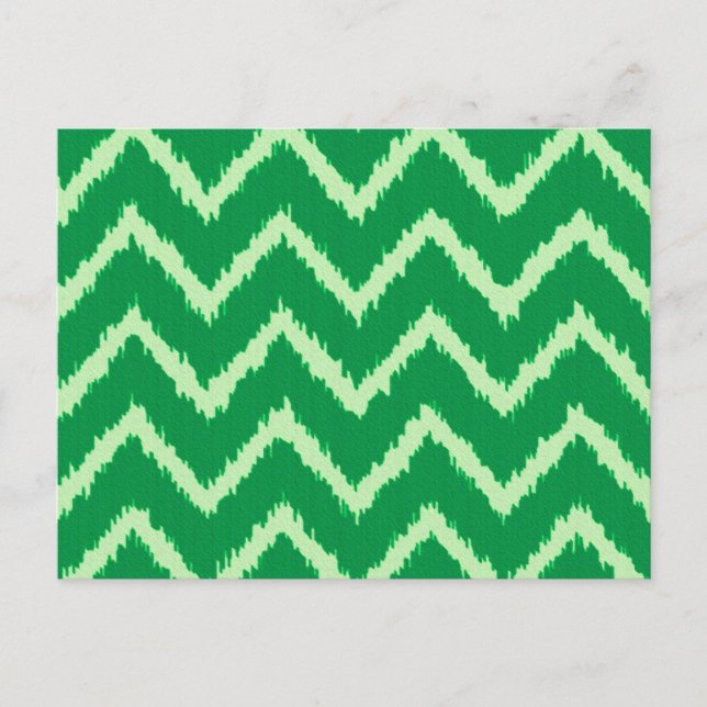 Carte Postale Ikat Chevrons - Pin et vert clair (Devant)