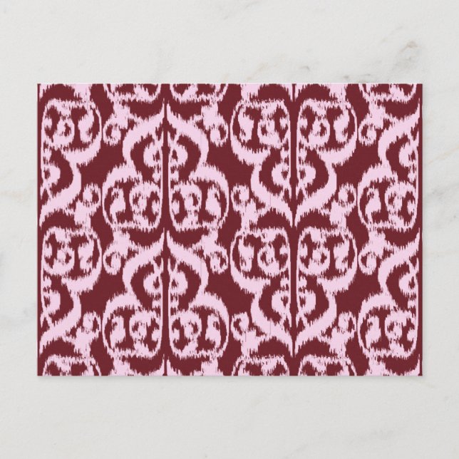 Carte Postale Ikat damas mauresque - bordeaux et rose (Devant)