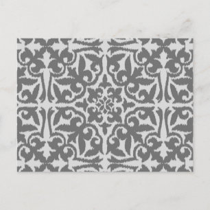 Carte Postale Ikat damask pattern - gris clair et gris moyen