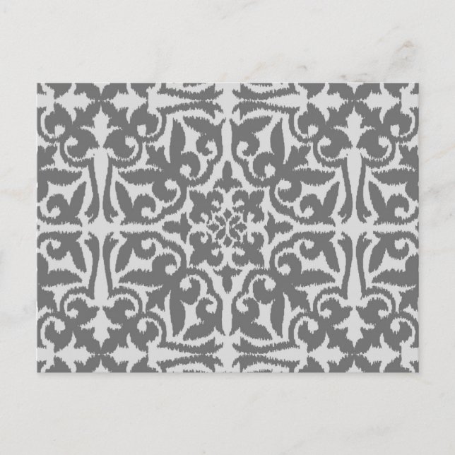 Carte Postale Ikat damask pattern - gris clair et gris moyen (Devant)