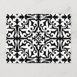 Carte Postale Ikat damask pattern - noir et blanc