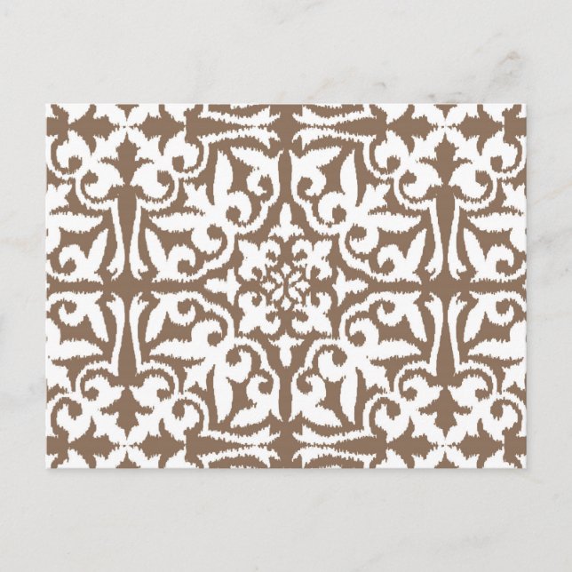 Carte Postale Ikat damask pattern - Taupe Tan et Blanc (Devant)