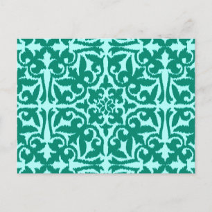 Carte Postale Ikat damask pattern - Turquoise et Aqua