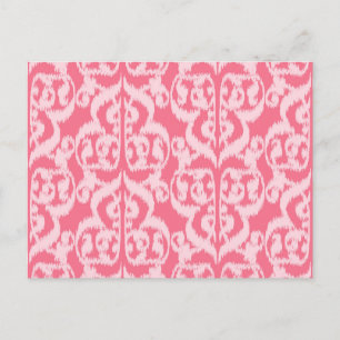 Carte Postale Ikat Damassé Mauresque - nuances de rose corail