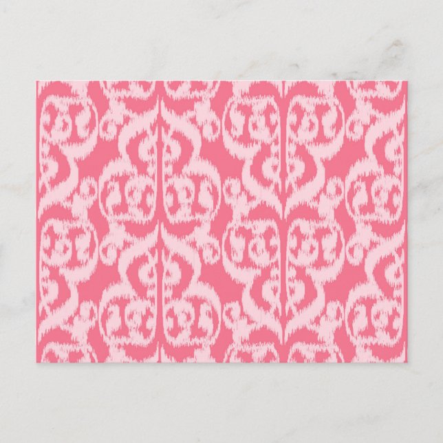 Carte Postale Ikat Damassé Mauresque - nuances de rose corail (Devant)