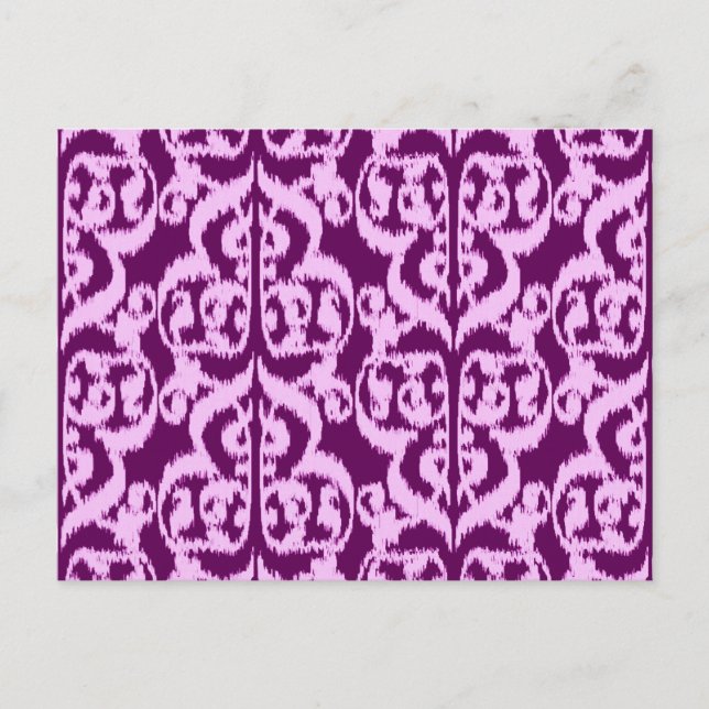 Carte Postale Ikat Damassé Mauresque - violet et orchidée (Devant)