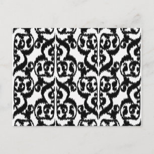 Carte Postale Ikat Moorish Damask - noir et blanc