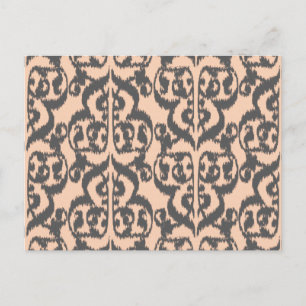 Carte Postale Ikat Moorish Damask - pêche et gris charbon