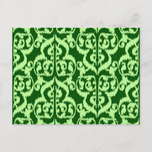 Carte Postale Ikat Moorish Damask - vert pin et menthe