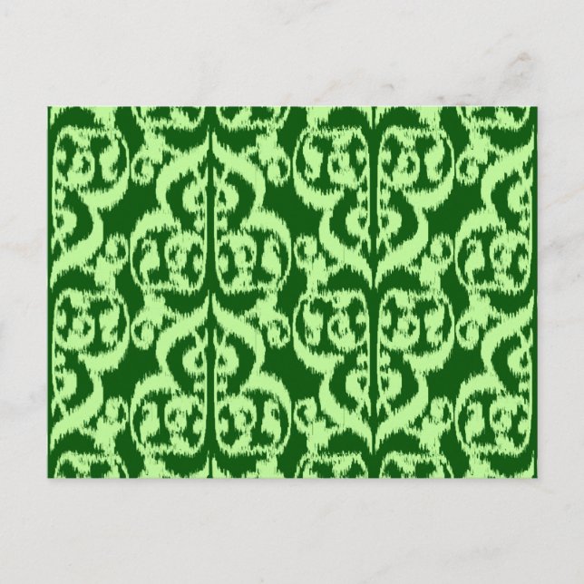 Carte Postale Ikat Moorish Damask - vert pin et menthe (Devant)