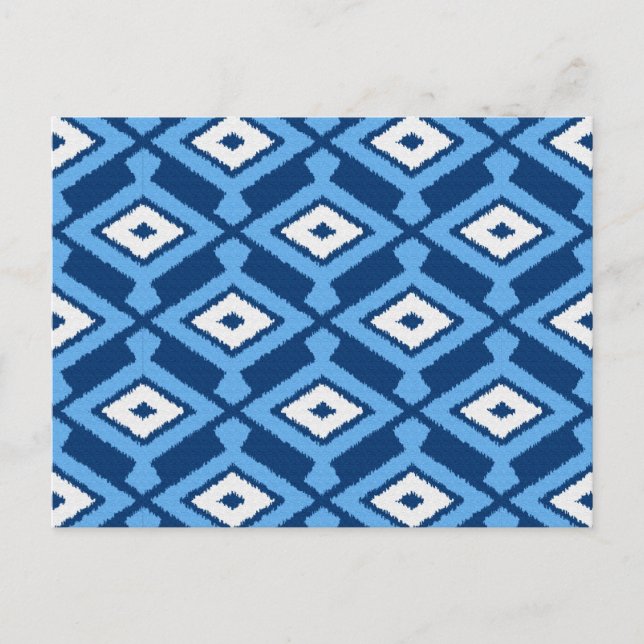 Carte Postale Ikat Motif, Indigo et Denim Blue (Devant)