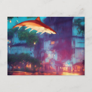 Carte Postale Il a plu des requins